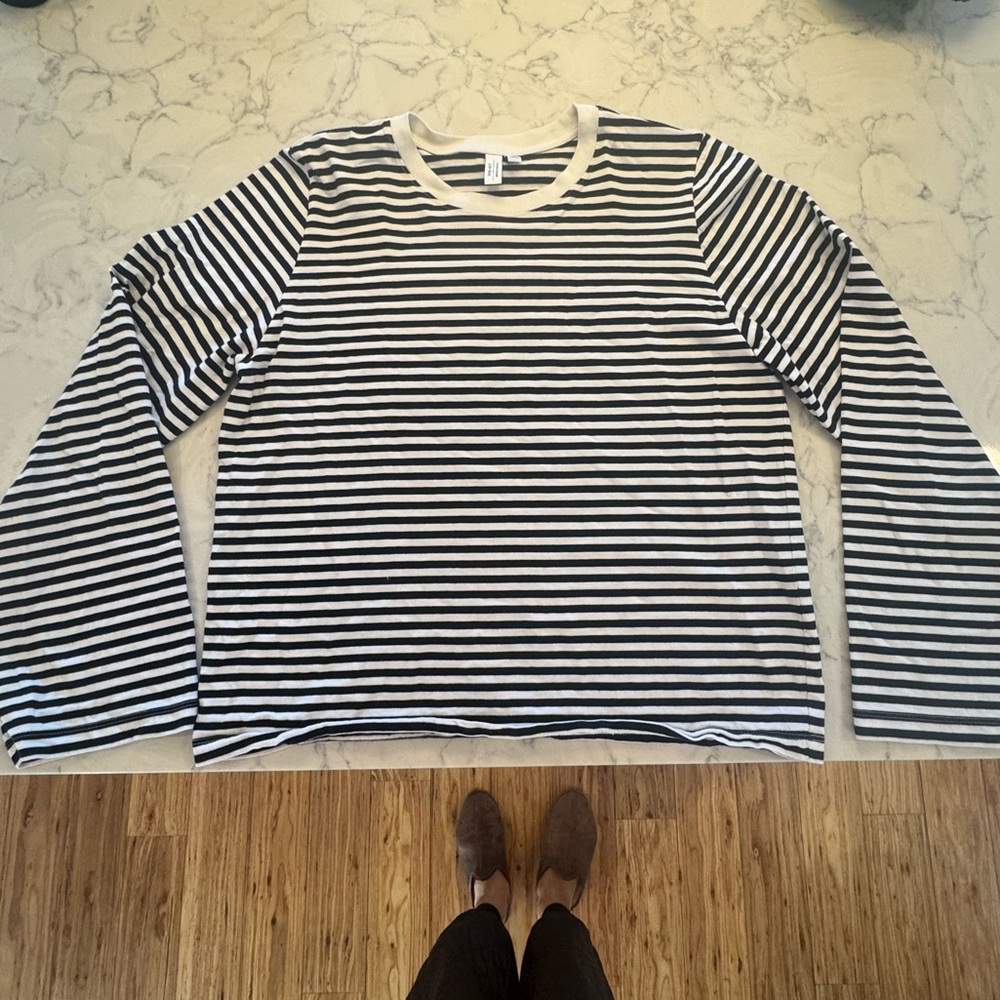 & Other Stories black and white Striped Top